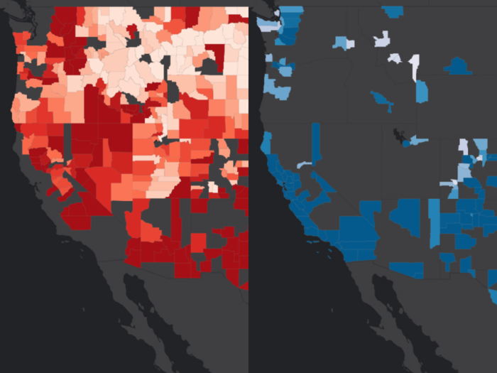 These maps show how different Red America is from Blue America