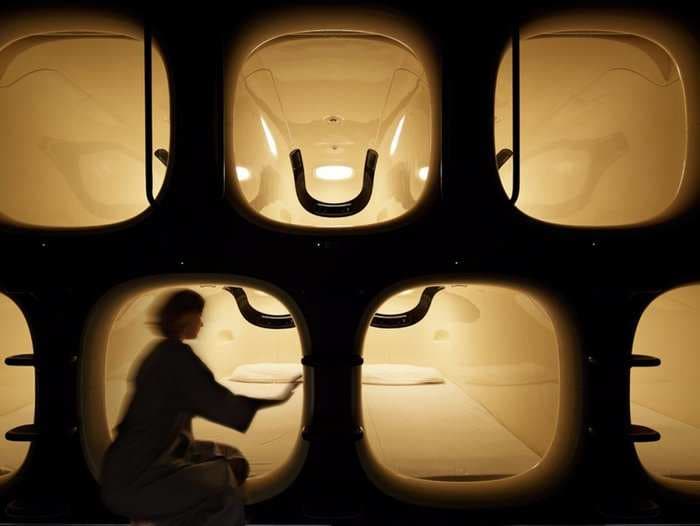Japan's futuristic airport hotel lets you rent tiny pods for power naps