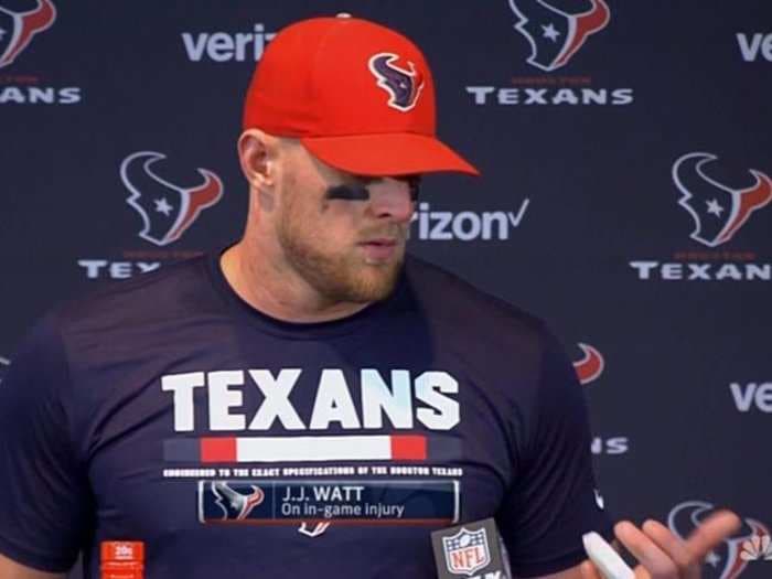 JJ Watt suffered a gruesome finger injury and nonchalantly described it as 'nothing bad, just tape it up'