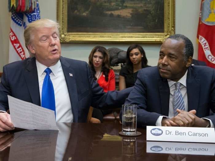 Trump tells media they can stay for Ben Carson's prayer at Cabinet meeting: 'You need the prayer more than I do'