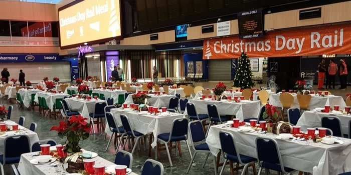 Volunteers turned a major London train station into a homeless shelter for Christmas