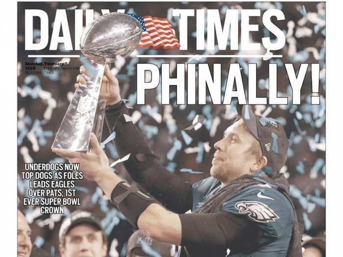 Here's how newspapers in Pennsylvania and Massachusetts reacted to the Eagles Super Bowl win