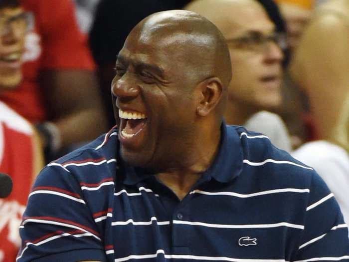Magic Johnson laughed when a reporter asked if the Lakers had discussions about trading a player with $36 million left on his contract