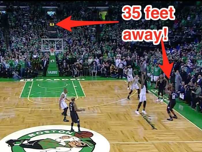 The Bucks and Celtics exchanged huge 3 pointers in the final second of a wild Game 1 duel - including  a 35-foot shot to force overtime