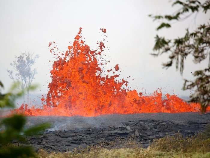 Hawaii's Kilauea volcano claimed its first injury after a man was 'lava-bombed' while sitting on his porch