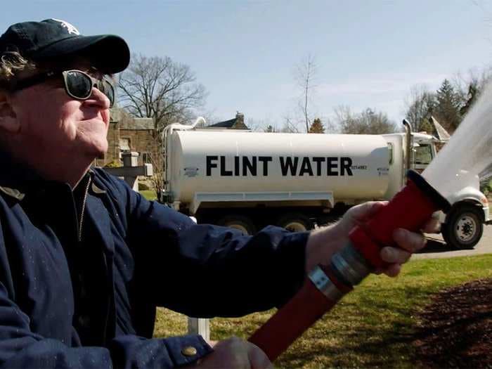 Michael Moore's new documentary 'Fahrenheit 11/9' doesn't just go after Trump, but also turns a critical eye on Obama, Clinton, and the Flint water crisis