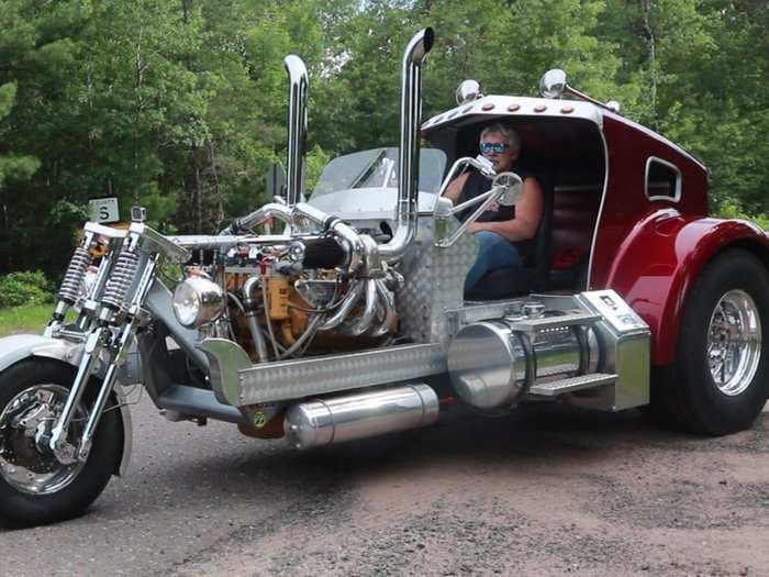This trike is made to look like a semitruck