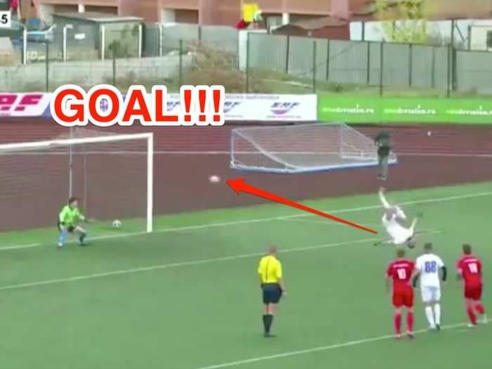The most inventive and bizarre penalty kick of all time has just been scored in soccer - and it has to be seen to be believed