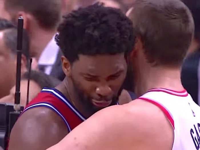 Joel Embiid sobbed as he walked off the court in a dramatic scene after Kawhi Leonard's game-winning shot