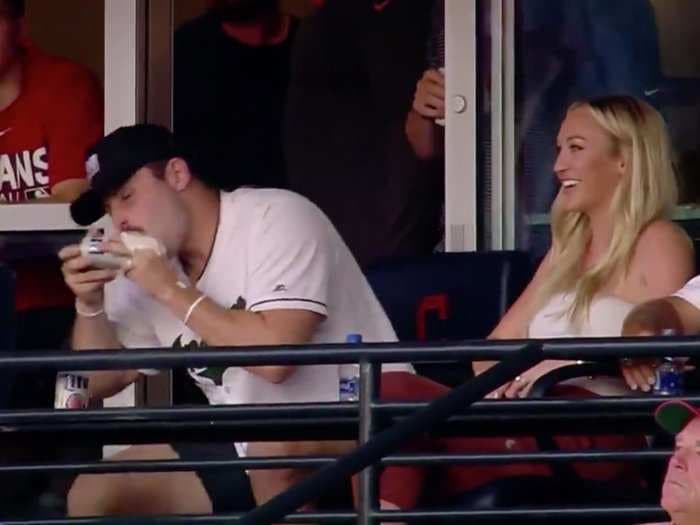 Baker Mayfield shotgunned a beer on the jumbotron at a Cleveland Indians game and sparked a 5-run rally