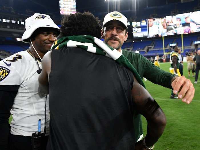 Aaron Rodgers offered Lamar Jackson some simple advice after the Ravens quarterback scored an incredible rushing touchdown
