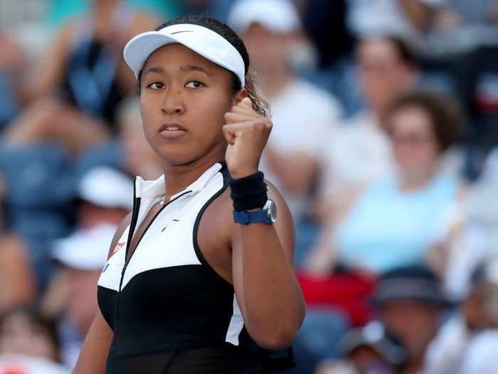 Naomi Osaka won a US Open match in straight sets because she didn't want guests Kobe Bryant and Colin Kaepernick to 'sit in the sun too long'