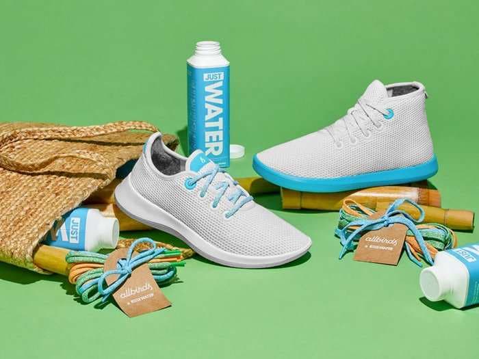 Allbirds collaborated with Just Water on limited-edition shoes and 100% of the proceeds support Amazon wildfire relief