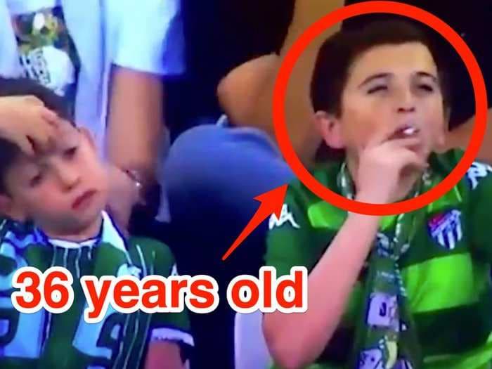 The 'child' who went viral after being filmed smoking at a charity soccer game is reportedly actually 36