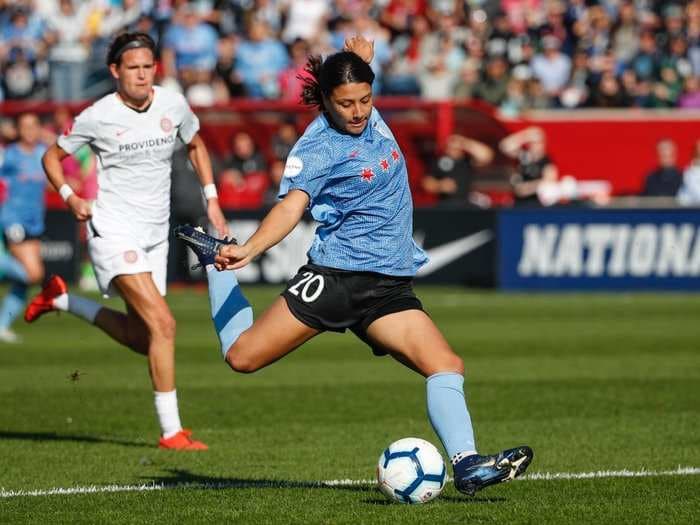 International soccer star Sam Kerr didn't know her league's MVP award was being announced until minutes before she won it