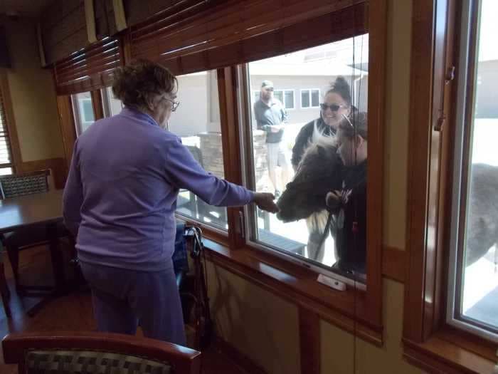 An 11-year-old girl and her pony are cheering up nursing home residents by visiting them at their windows