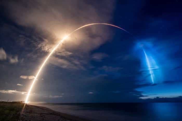 SpaceX's rocket launch of 58 Starlink internet satellites on Saturday left behind a jaw-dropping, rainbow-colored cloud in the Florida sky