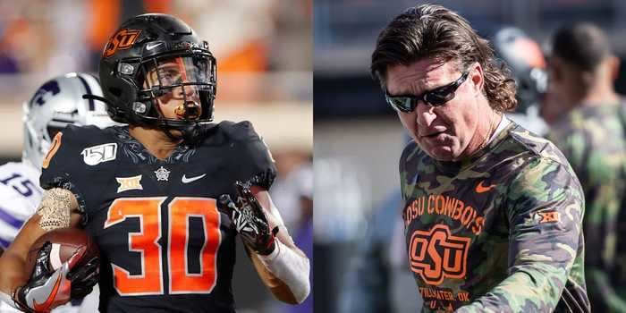 Oklahoma State star Chuba Hubbard 'will not be doing anything' with the team after head coach Mike Gundy wore a t-shirt of a pro-Trump news outlet