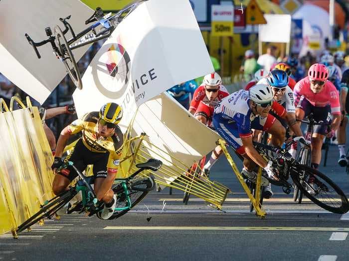 A horrific bike crash at the finish line of the Tour de Pologne left one of the world's best cyclists in a coma and needing facial reconstructive surgery