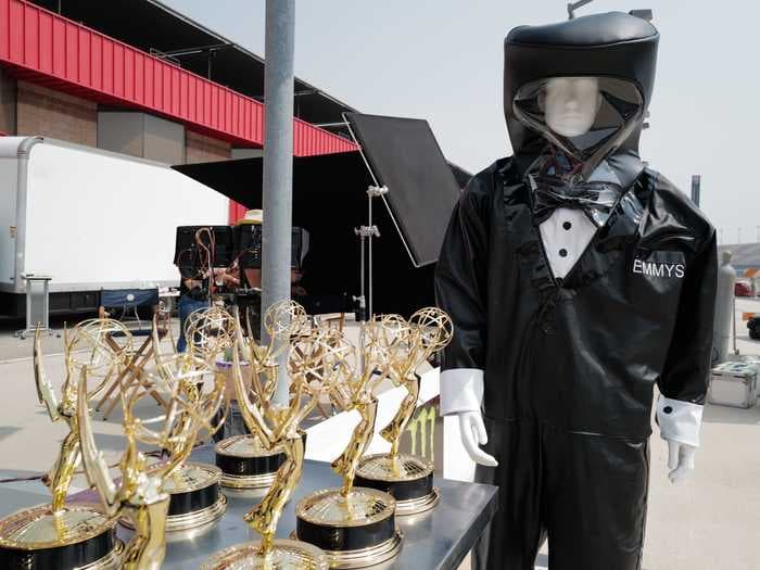 Emmy nominee Ramy Youssef took a video of a person in a hazmat suit waving goodbye when he lost in his category