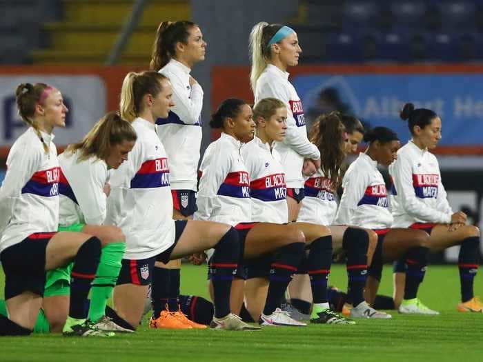 9 of 11 USWNT starters kneeled during the national anthem ahead of their match against the Netherlands, but ESPN didn't show the footage