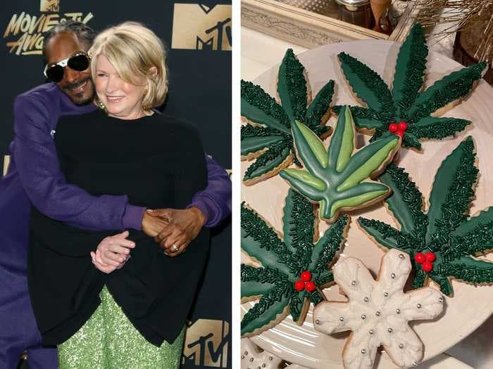 Martha Stewart and Snoop Dogg reunited to decorate cookies shaped like cannabis leaves and 'Dogg' bones