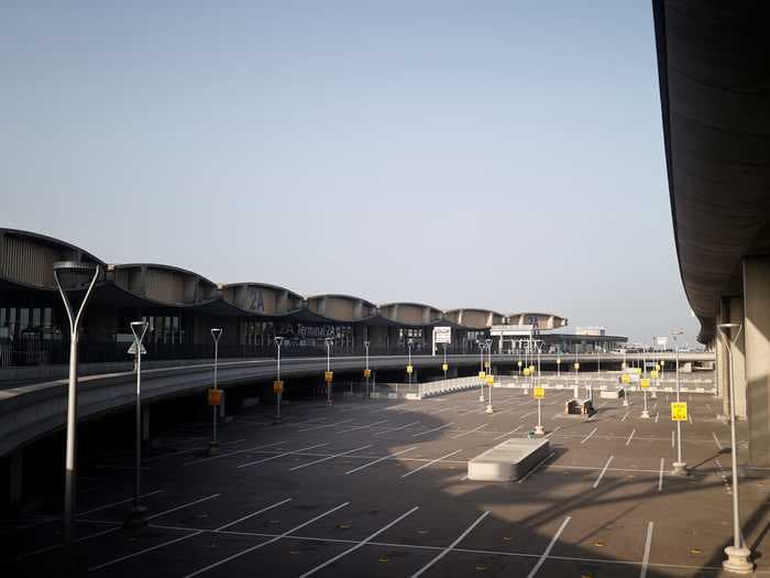 Photo shows one of the busiest airports in the world eerily empty after France's new coronavirus lockdown