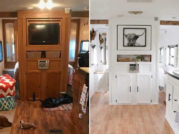 A couple who renovates RVs for a living shares their tips for properly painting a tiny home on wheels