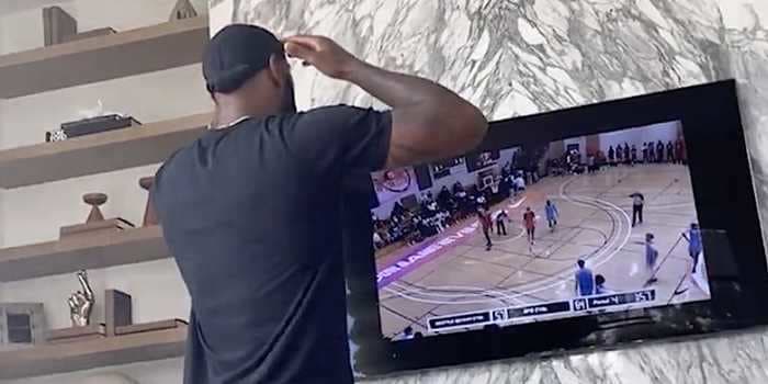 LeBron James went into 'Coach James' mode and got heated while watching his son Bronny's basketball game