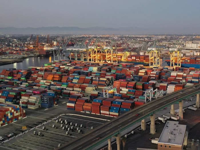 Nearly 60,000 shipping containers are on a penalty clock for a $100-per-day fine at backlogged Southern California ports