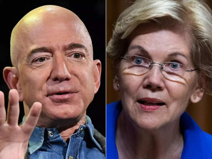 Elizabeth Warren is touting how Senate Democrats would make big corporations like Amazon pay under their tax plans: It would've paid another $836 million in 2020 alone