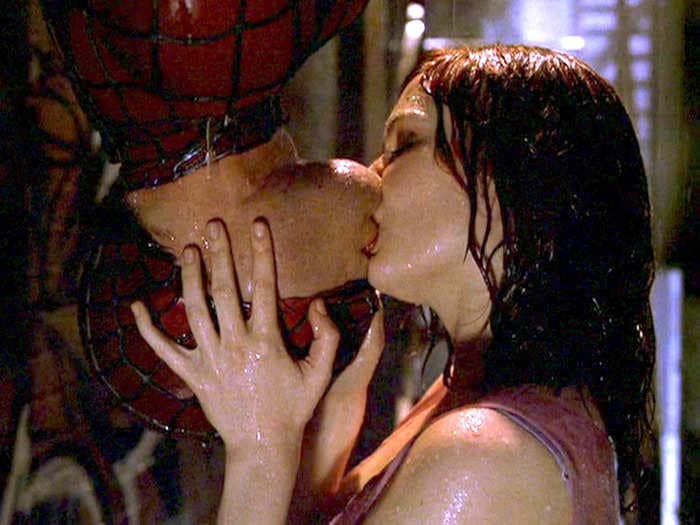 Kirsten Dunst says she's 'proud' of her iconic upside-down 'Spider-Man' kiss, even though filming it with Tobey Maguire wasn't romantic