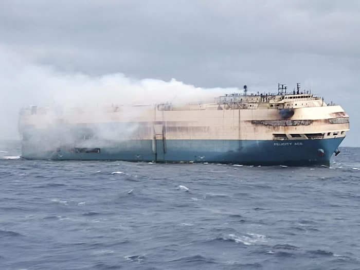 Fire aboard cargo ship in Atlantic Ocean may have been intensified by electric-vehicle batteries from luxury cars like Porsches and Bentley