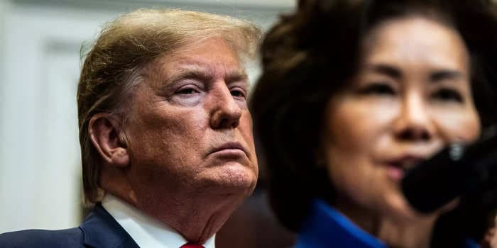 Trump echoed xenophobic attacks against Elaine Chao, his own Cabinet secretary and Mitch McConnell's wife, in an interview with reporters