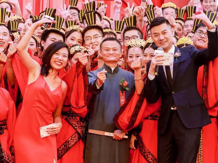 Alibaba's bizarre annual traditional of holding a mass wedding ceremony for its employees continued this year — without founder Jack Ma