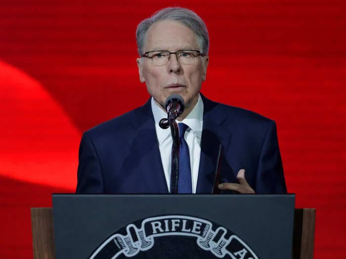 Pranksters snuck into the NRA convention to mock NRA leader Wayne LaPierre for offering 'thoughts and prayers' in response to mass shootings