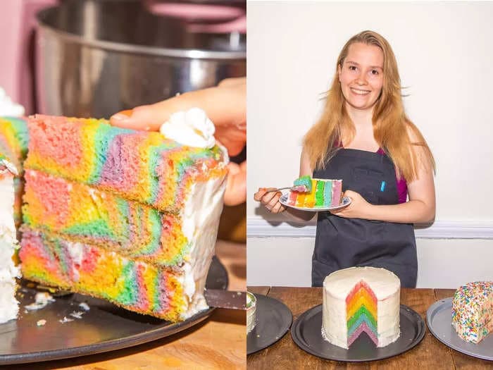 I tried 3 ways of making rainbow cake. The tie-dye method was easier and more impressive than the classic layer cake.