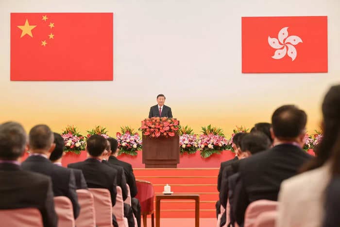 Xi Jinping says Hong Kong experienced 'true democracy' only after handover to China, which has brutally cracked down on dissent