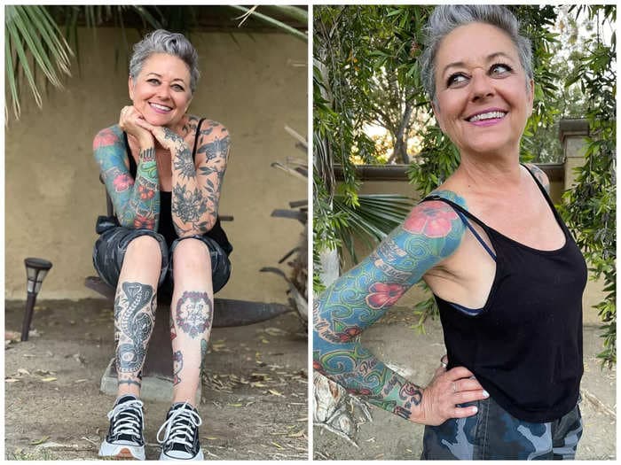 A 57-year-old TikToker with gray hair and 30 tattoos went viral for challenging the stereotypes placed on women in their fifties