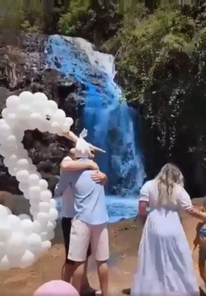 A couple in Brazil turned a waterfall blue for their gender reveal party. Now they're reportedly under investigation for environmental damage.