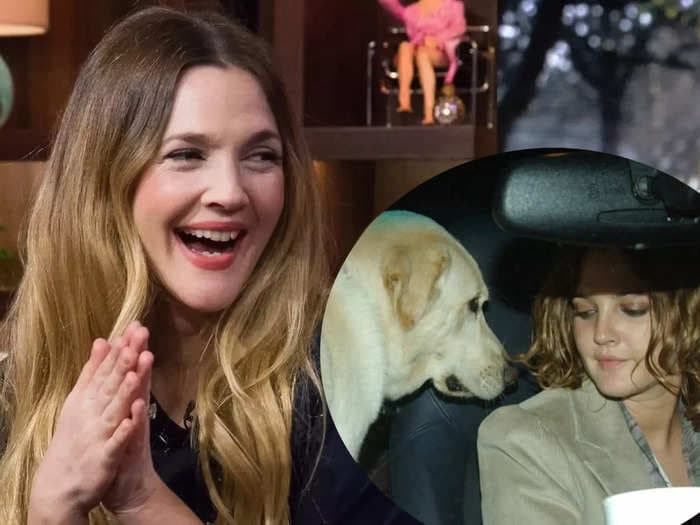 Drew Barrymore says her late dog Flossie 'got her groove on' with other dogs in the French neighborhood where Barrymore was filming 'Ever After'