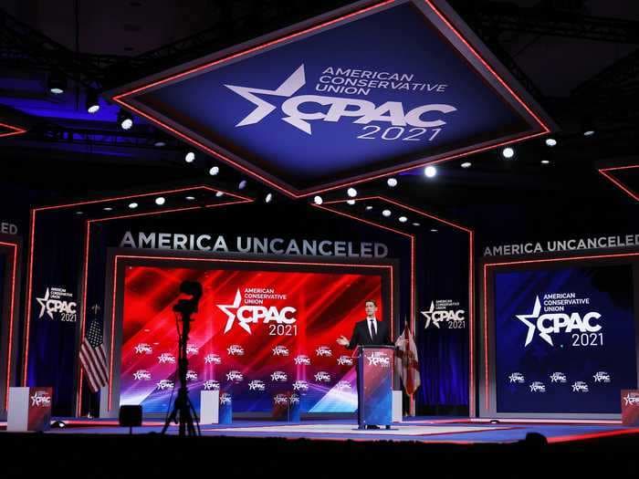 CPAC stage is shaped like a Nordic rune used on some Nazi uniforms