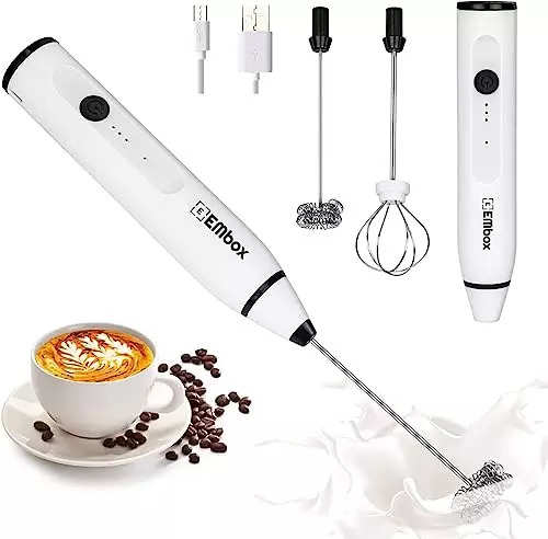 Bonsenkitchen Milk Frother Handheld, Electric Foam Maker with Stainless  Steel Whisk, Hand Drink Mixer for Coffee, Lattes, Cappuccino, Matcha,  Battery