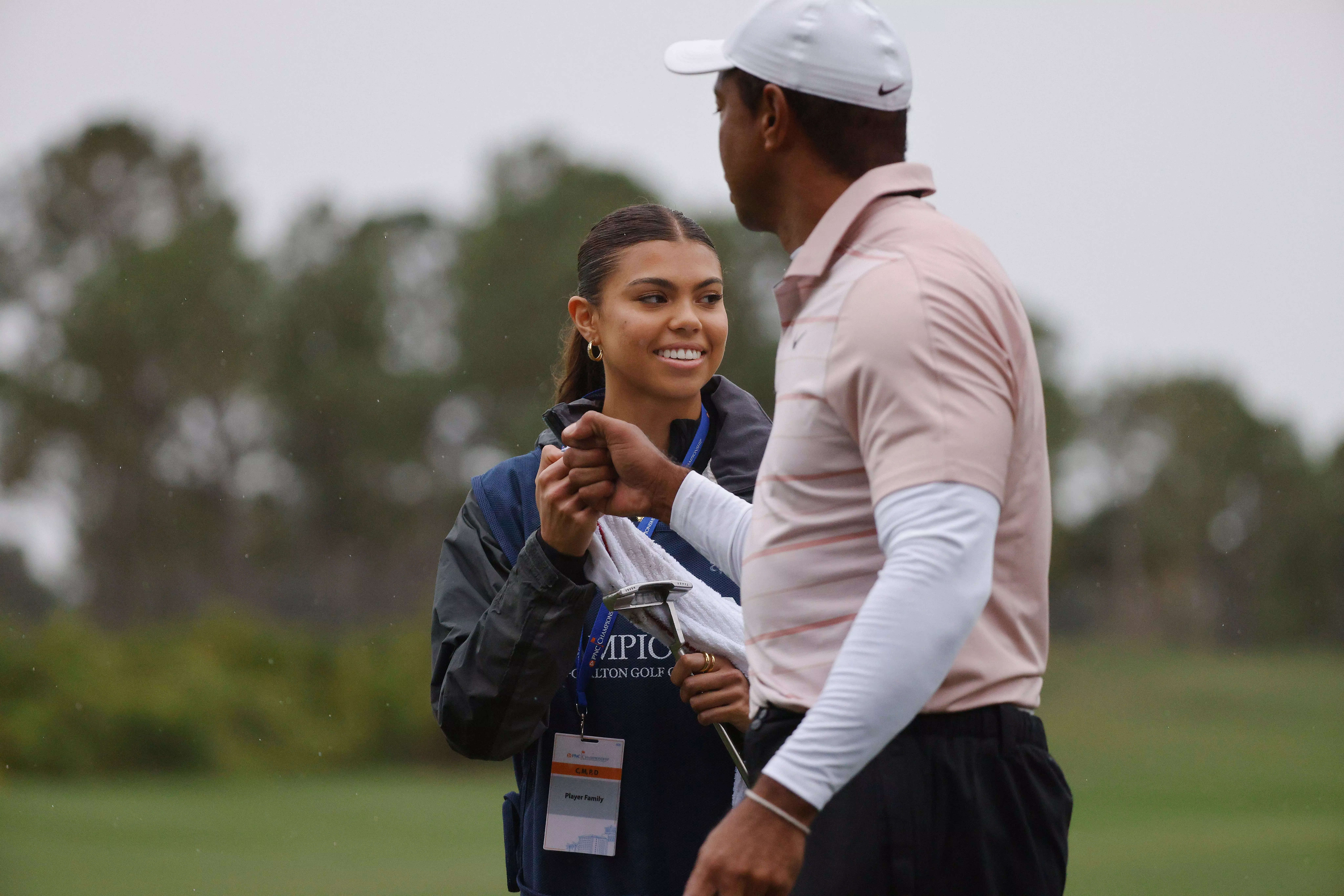 Tiger Woods' 16-year-old daughter Sam acted as his caddie for the first ...