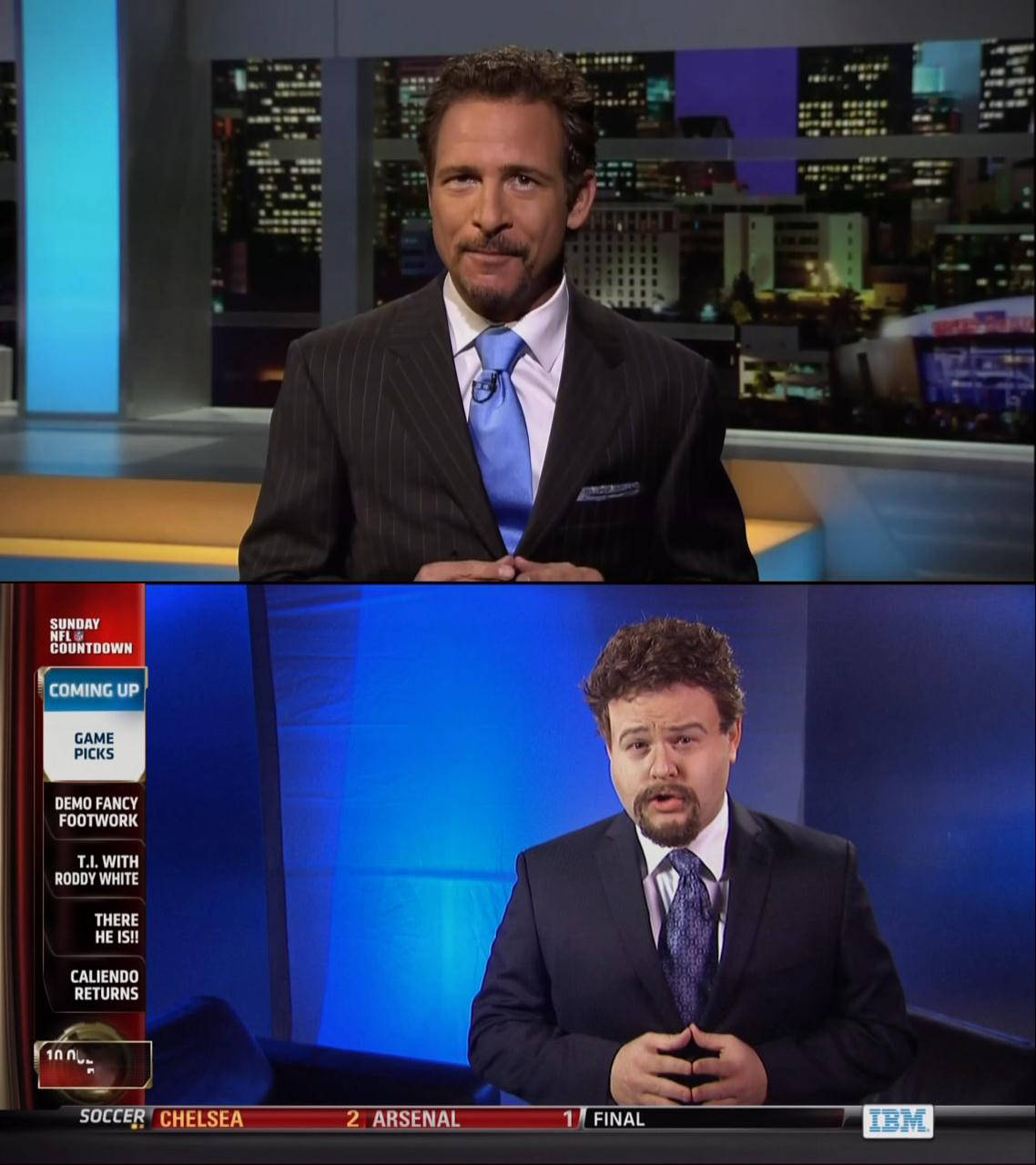Here's Jim Rome on the CBS pre-game show and 'Jim Rome' on the ESPN  pre-game show