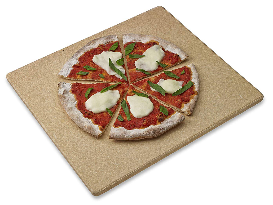 Free Wooden Pizza Peel Paddle,Durable and Safe Pizza Stone for Grill,Thermal Shock Resistant Cordierite Cooking Stone,Baking Stone 12 inch GEEBOBO Pizza Stone for Oven and Grill