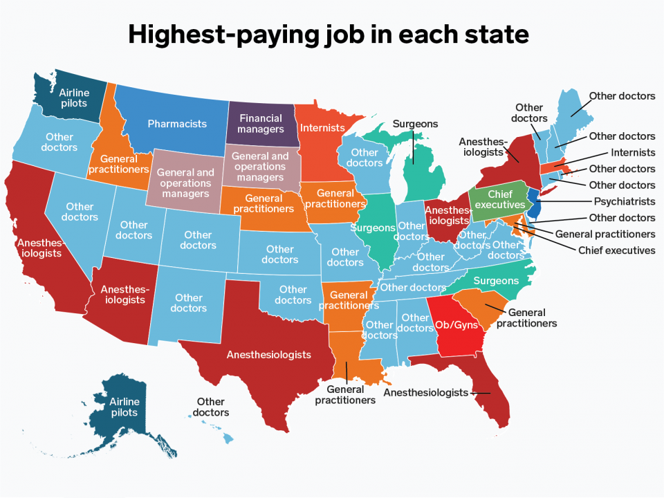Here Is The Highest Paying Job In Every Us State Business Insider India