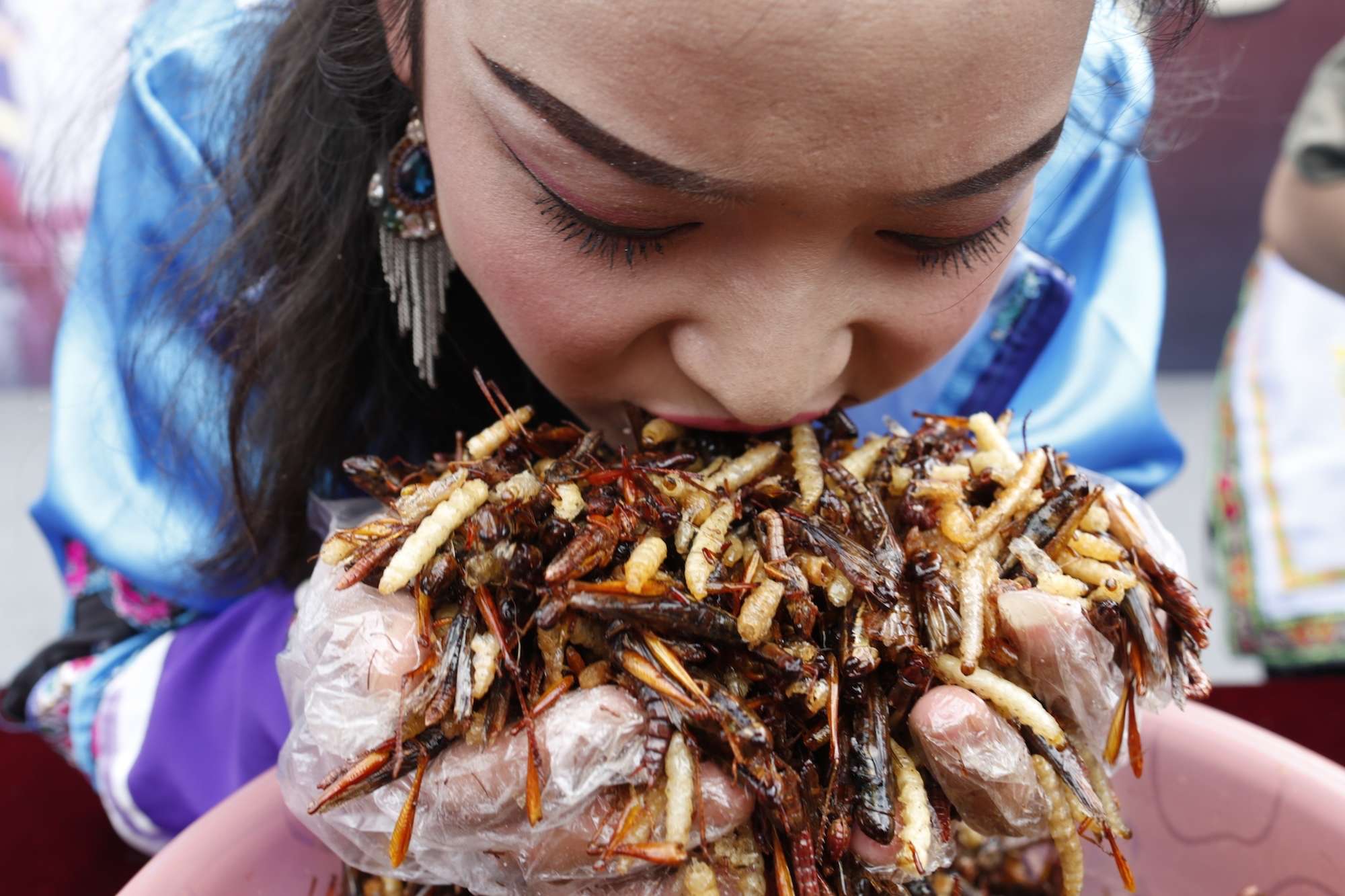 Где едят червей. Жареные насекомые. Блюда из насекомых. Необычные блюда из насекомых.
