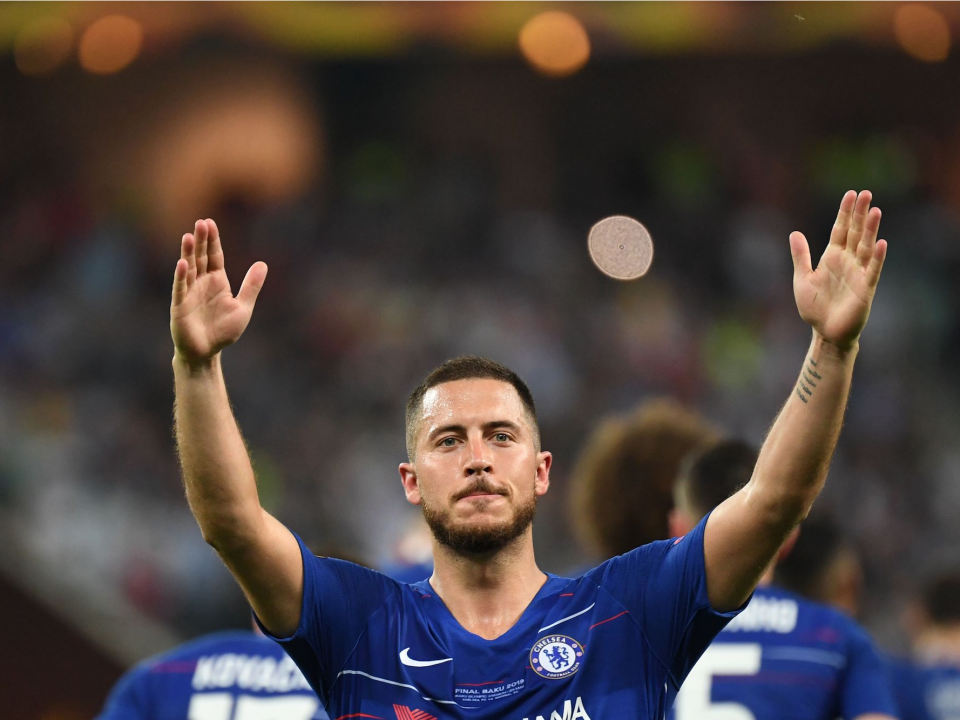 Image result for Eden Hazard scored two goals and made another to help Chelsea thump London rivals Arsenal in Baku and win the Europa League.