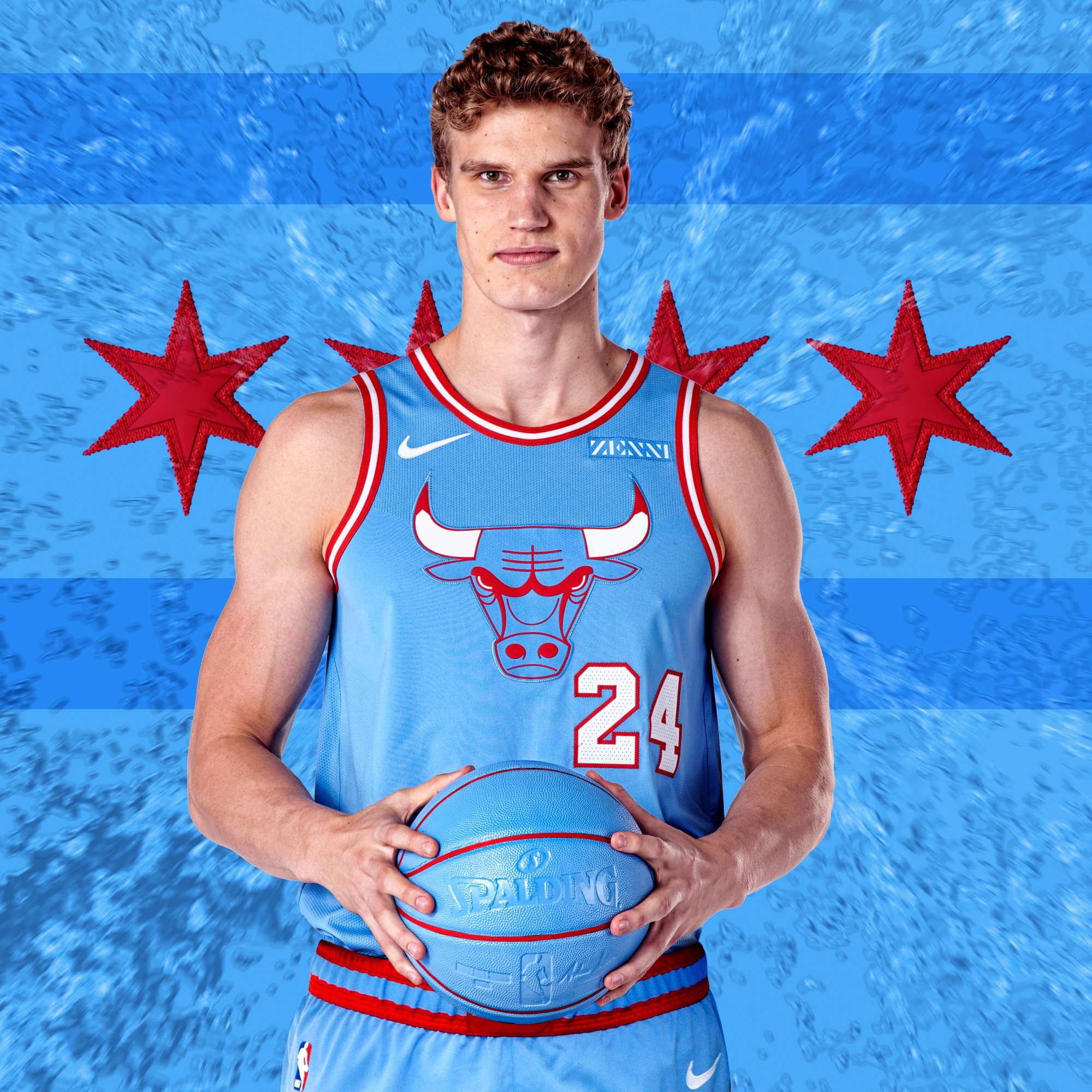 The Chicago Bulls went with the Bull logo, baby blue ...